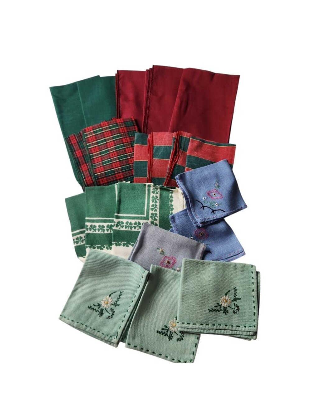 Linens Kitchen Hand Towels Napkins Placemats Handkerchiefs MCM Vtg 70s Imperfect